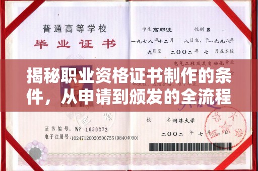 李沧揭秘职业资格证书制作的条件，从申请到颁发的全流程解析